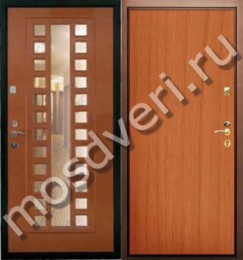 Входная дверь с отделкой светло-коричневым ламинатом с зеркалом ВДЗ-854 - купить от производителя Мосдвери Входная дверь с отделкой светло-коричневым ламинатом с зеркалом ВДЗ-854